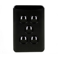 Wafer 5 Gang Slim Light Switch Double Pole 10 Amp Black S5W/B and SMDW/B