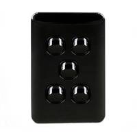 S5W/B 5 Gang Light Switch Wafer Slimline Black