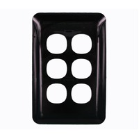 Wafer 6 Gang Slim Grid plate and Cover Black