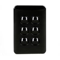 S6W/B 6 Gang Light Switch Wafer Slimline Black