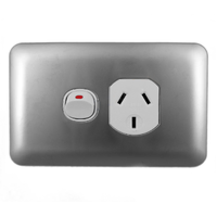 P1DW/SC Transco Wafer Slimline Single Double Pole Power Point Silver Cover